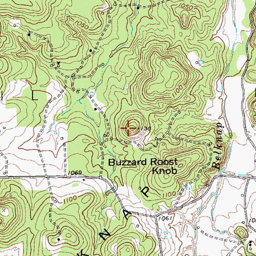 Topographic Map of Buzzard Roost Knob, TX
