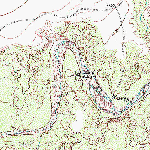 Topographic Map of Buzzard Windmill, TX