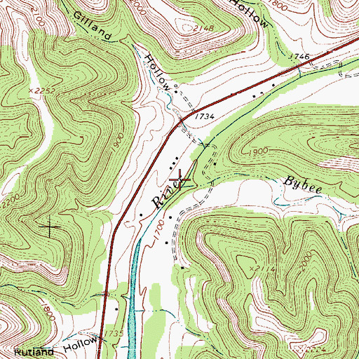 Topographic Map of Bybee Creek, TX