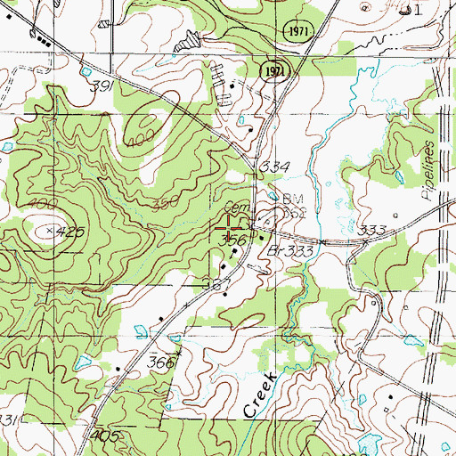 Topographic Map of Byfield Church, TX