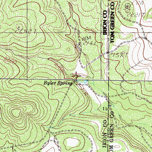 Topographic Map of Byler Spring, TX