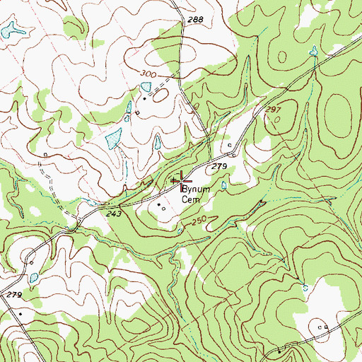 Topographic Map of Bynum Cemetery, TX