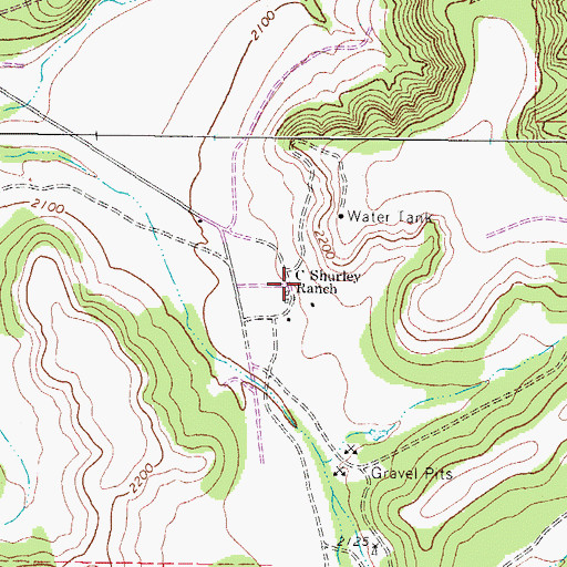 Topographic Map of C Shurley Ranch, TX