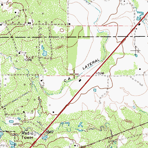Topographic Map of CA Lateral, TX