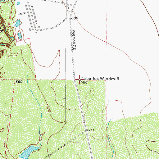 Topographic Map of Caballos Windmill, TX