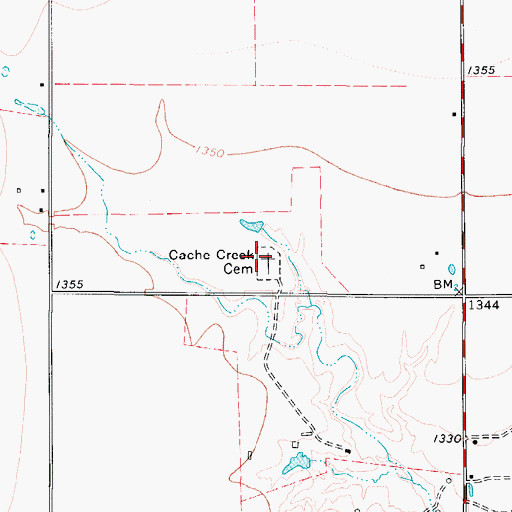 Topographic Map of Cache Creek Cemetery, TX
