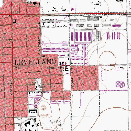 Topographic Map of Cactus Drive School, TX