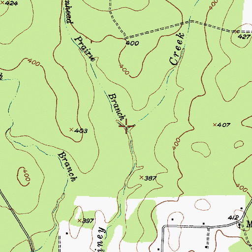 Topographic Map of Caddenhead Prairie Branch, TX