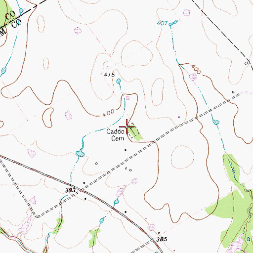 Topographic Map of Caddo Cemetery, TX