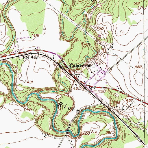 Topographic Map of Calaveras, TX
