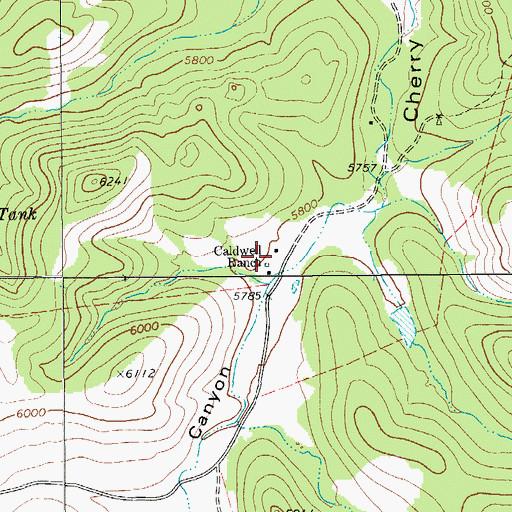 Topographic Map of Caldwell Ranch, TX