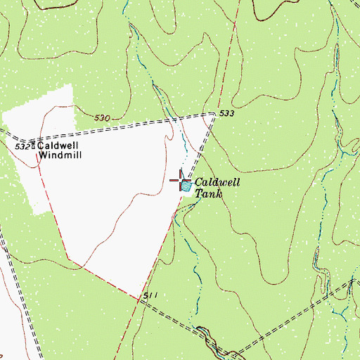 Topographic Map of Caldwell Tank, TX