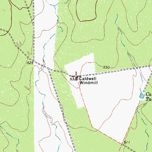 Topographic Map of Caldwell Windmill, TX