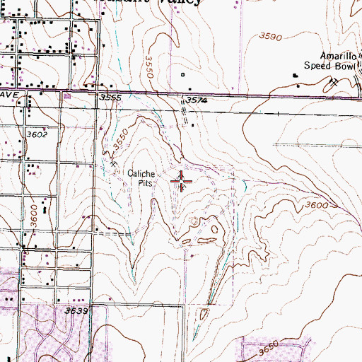 Topographic Map of Caliche Pits, TX