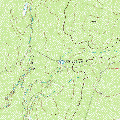 Topographic Map of Caliche Tank, TX