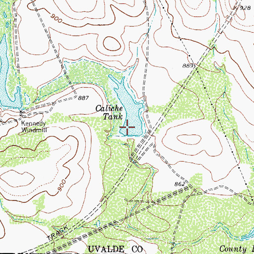 Topographic Map of Caliche Tank, TX