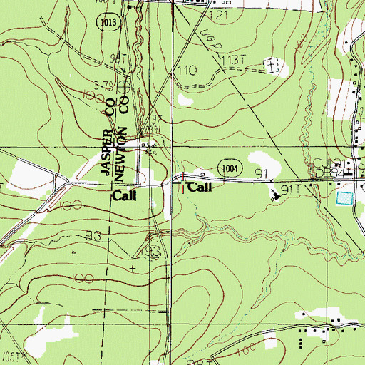 Topographic Map of Call, TX