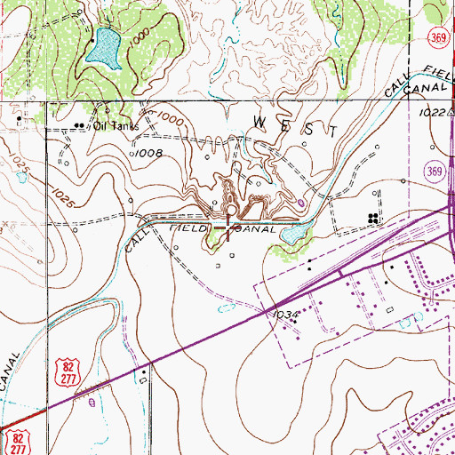 Topographic Map of Call Field Canal, TX