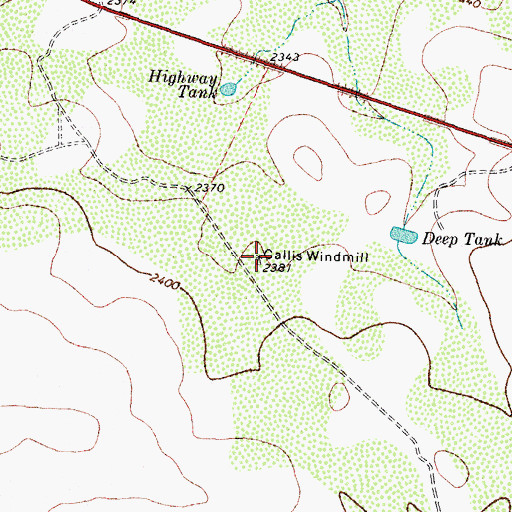 Topographic Map of Callis Windmill, TX