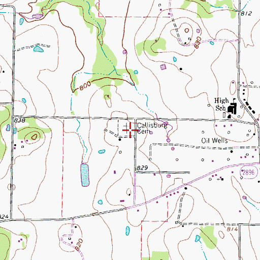 Topographic Map of Callisburg Cemetery, TX