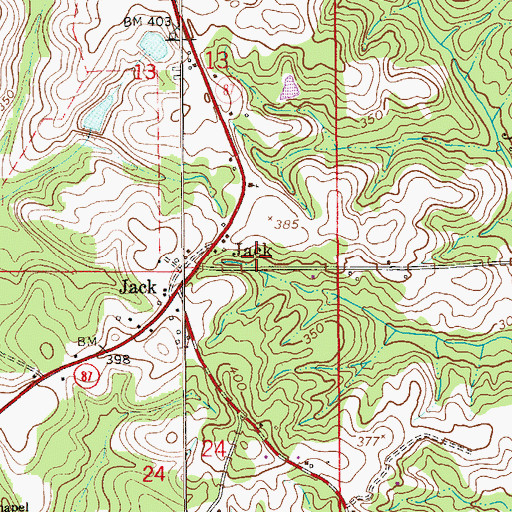 Topographic Map of Jack Church, AL
