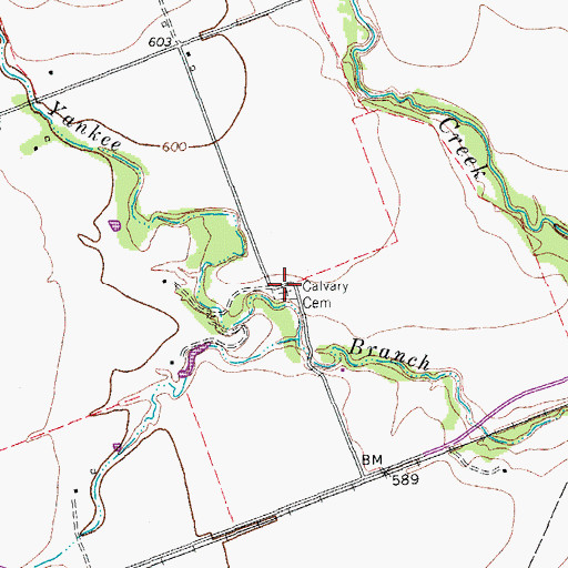 Topographic Map of Calvary Cemetery, TX