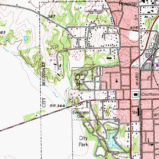 Topographic Map of Calvary Cemetery, TX