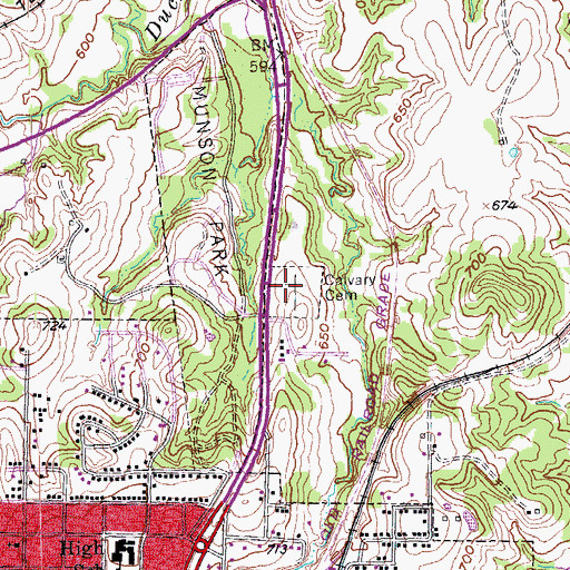 Topographic Map of Calvary Cemetery, TX