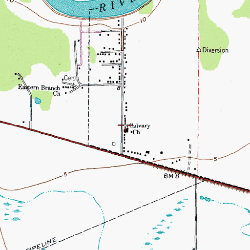 Topographic Map of Calvary Church, TX