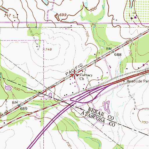 Topographic Map of Calvary Church, TX