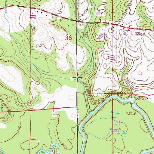 Topographic Map of Johnson Creek, AL