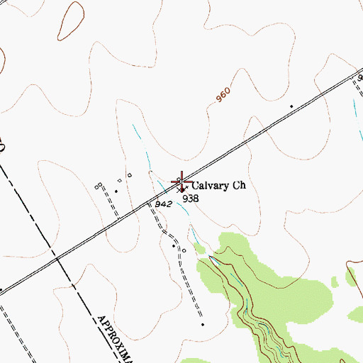Topographic Map of Calvary Church, TX