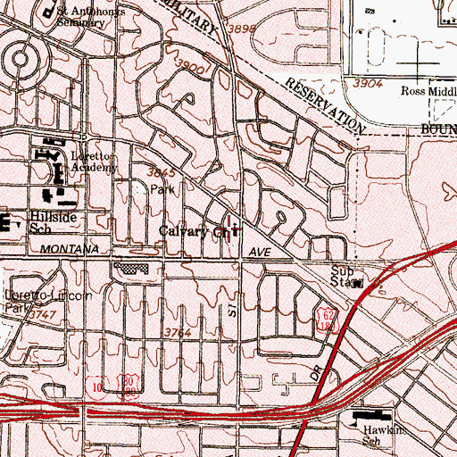Topographic Map of Calvary Church, TX