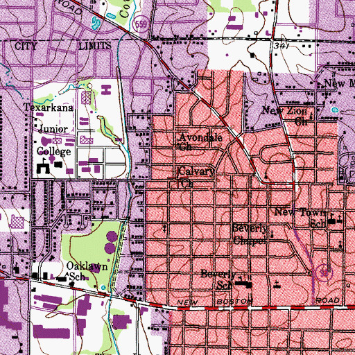 Topographic Map of Calvary Church, TX