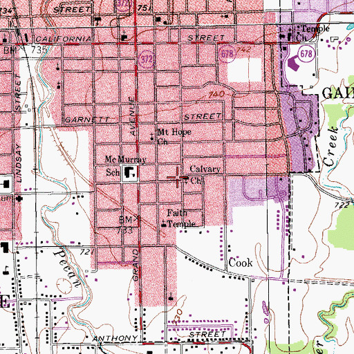 Topographic Map of Calvary Church, TX