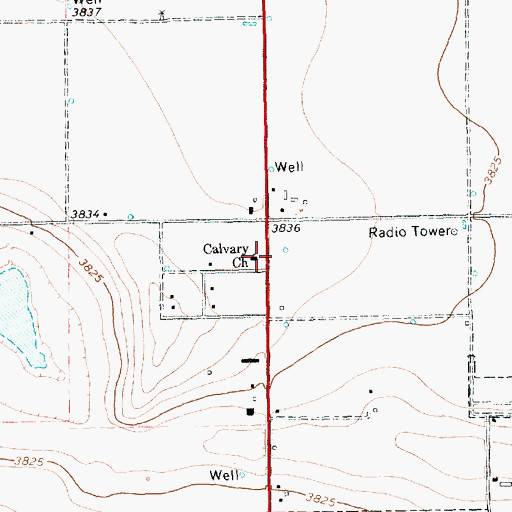 Topographic Map of Calvary Church, TX