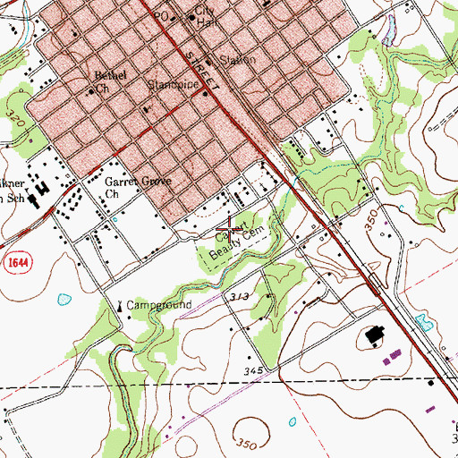 Topographic Map of Calvert Beauty Cemetery, TX