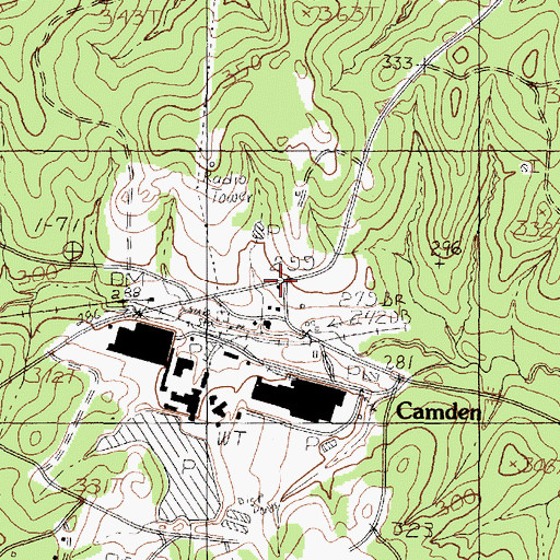 Topographic Map of Camden, TX