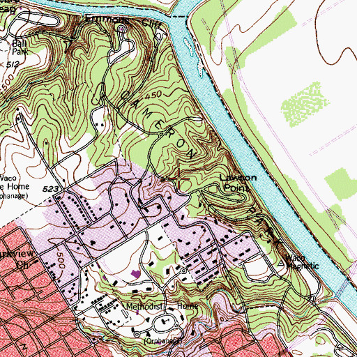 Topographic Map of Cameron Park, TX