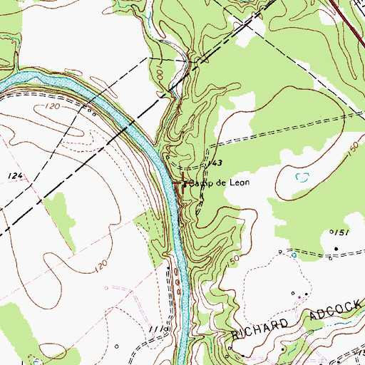 Topographic Map of Camp de Leon, TX