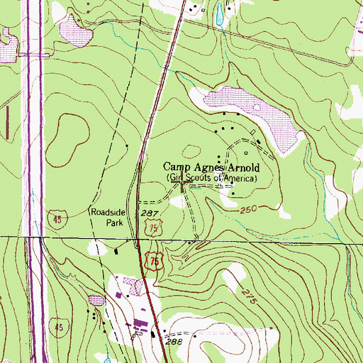 Topographic Map of Camp Agnes Arnold, TX