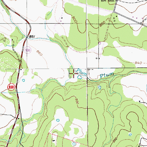 Topographic Map of Camp Branch, TX