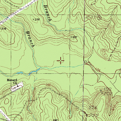 Topographic Map of Camp Branch, TX