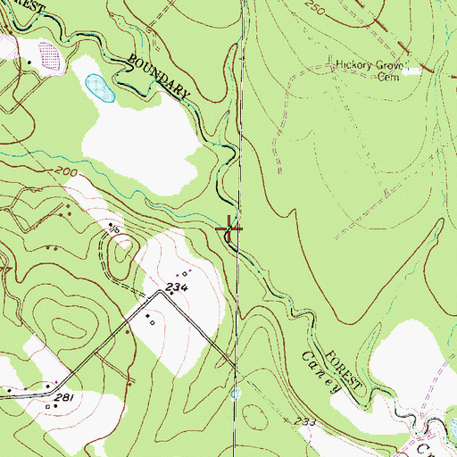 Topographic Map of Camp Creek, TX