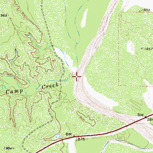 Topographic Map of Camp Creek, TX