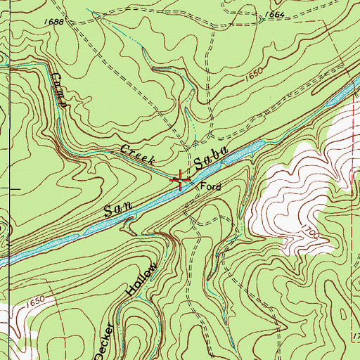 Topographic Map of Camp Creek, TX