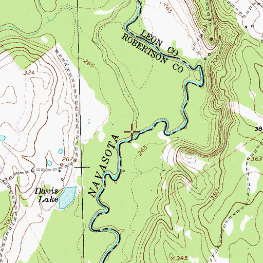 Topographic Map of Camp Creek, TX