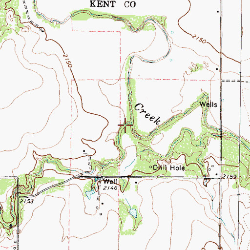 Topographic Map of Camp Creek, TX
