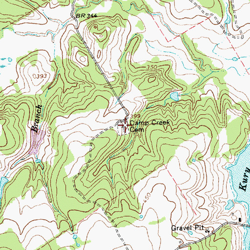 Topographic Map of Camp Creek Cemetery, TX
