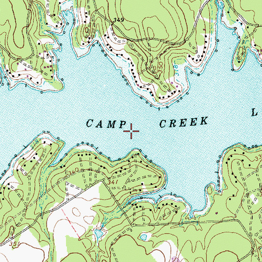 Topographic Map of Camp Creek Lake, TX